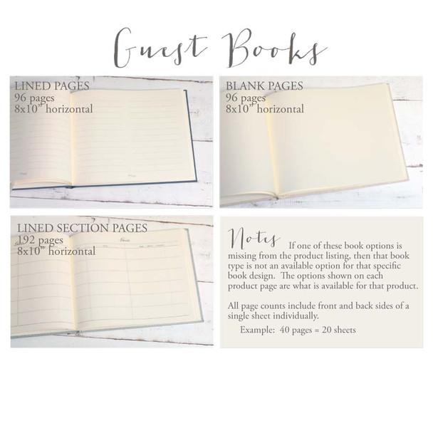 Personalized Velvet Ribbon & Silk Flower Custom Book- Traditional Guest Book Page Options (made for written messages only)- by Blue Sky Papers