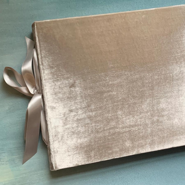 Velvet Artisan Album - Champagne Velvet with Oyster Satin Ribbon - by Blue Sky Papers