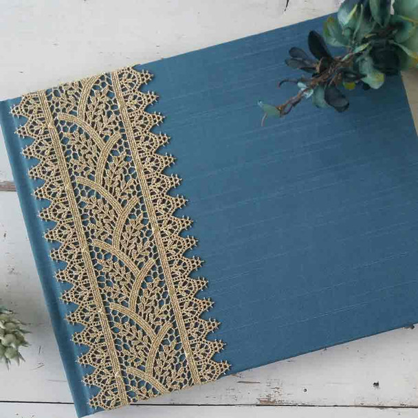 Royal Gold Lace Custom Book- Teal satin- by Blue Sky Papers