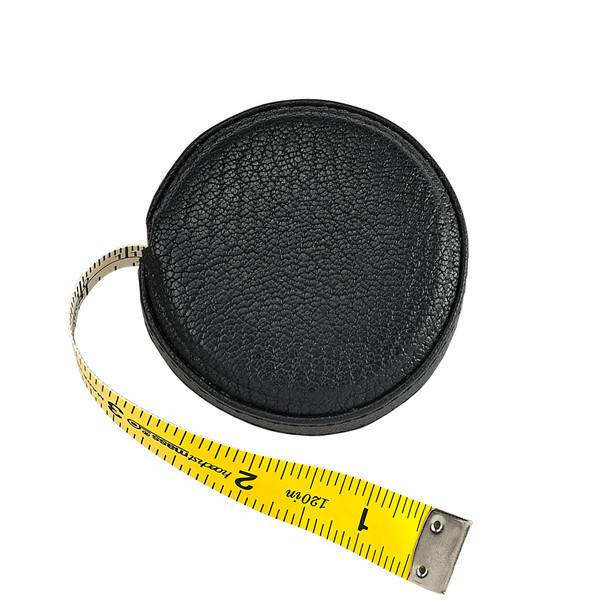 Leather Tape Measure - Black Goatskin Leather -  Blue Sky Papers