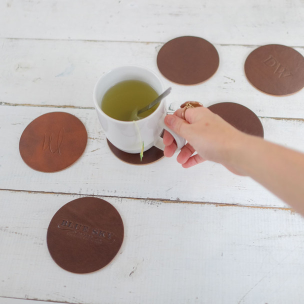 Natural Leather Coasters - Beautiful, natural leather - by Blue Sky Papers