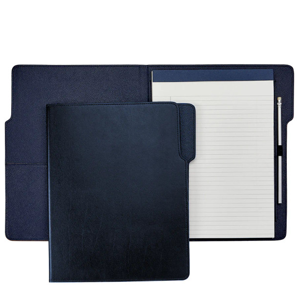 Leather Portfolio - Navy Traditional Leather with Navy Insides - Blue Sky Papers