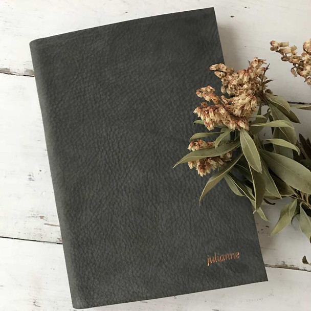 Soft Leather Journals - charcoal nubuck - handmade by Blue Sky Papers