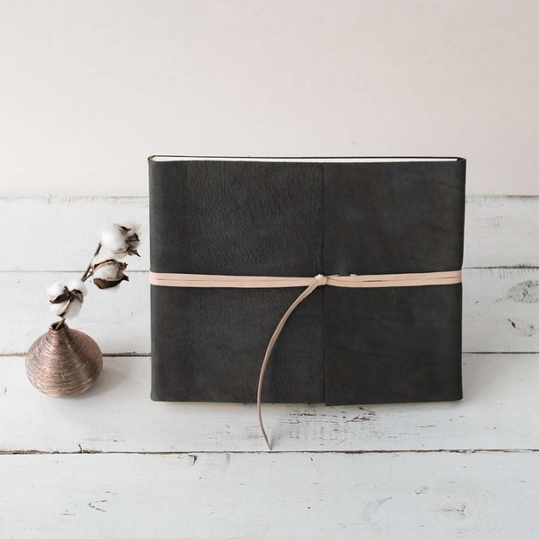 Modern Blush Book- Charcoal Nubuck with contrasting blush tie- by Blue Sky Papers