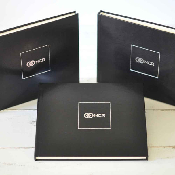 Custom Corporate Guest Book- Traditional sewn-bound style- by Blue Sky Papers