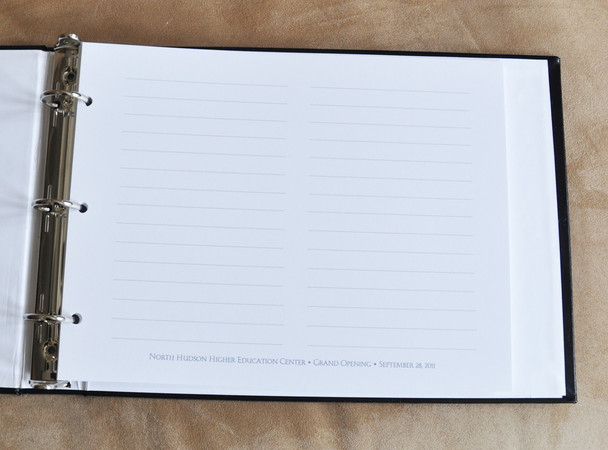 Custom Corporate Guest Book- Custom lined pages with footer added- by Blue Sky Papers