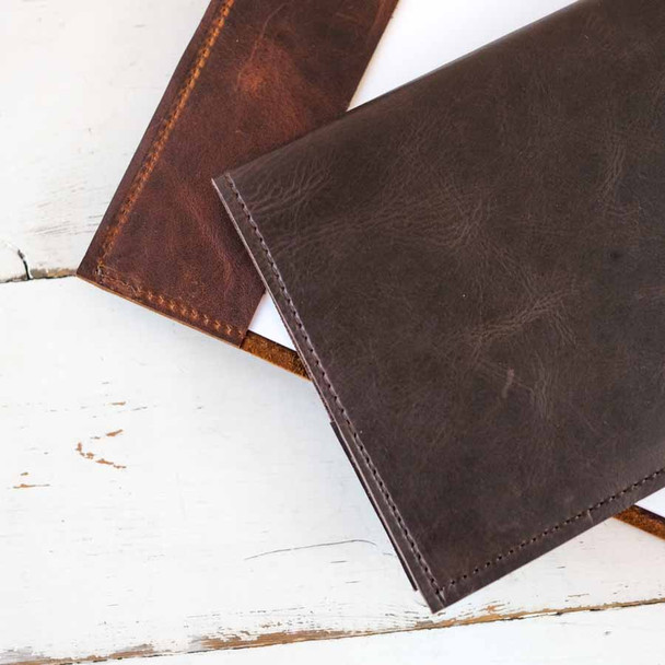 Refillable Leather Journal - Sewn Stitching holds leather journal - handmade by Blue Sky Papers