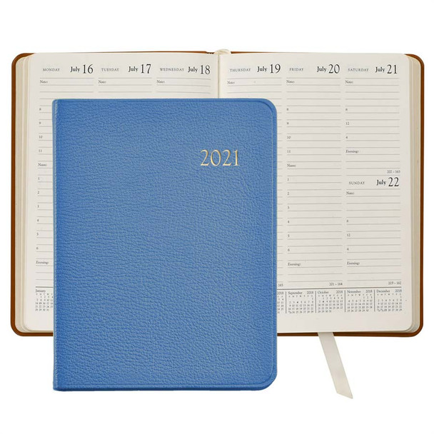 Leather Desk Diary 2021 - Hydrangea Goatskin Leather - from Blue Sky Papers