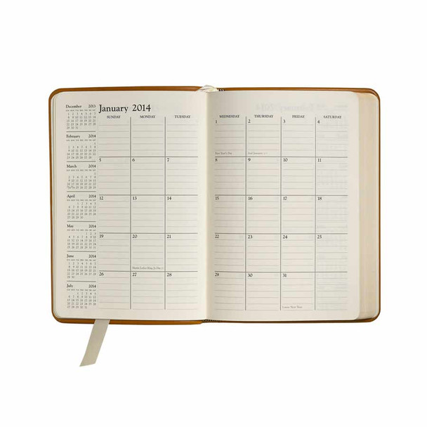 Leather Day Planner 2021 - monthly view - from Blue Sky Papers