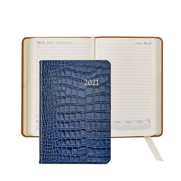 Leather Day Planner 2021 - Saphire Crocodile Leather - from Blue Sky Papers