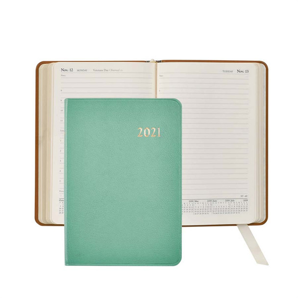 Leather Day Planner 2021 - Robin's Egg Goatskin Leather - from Blue Sky Papers