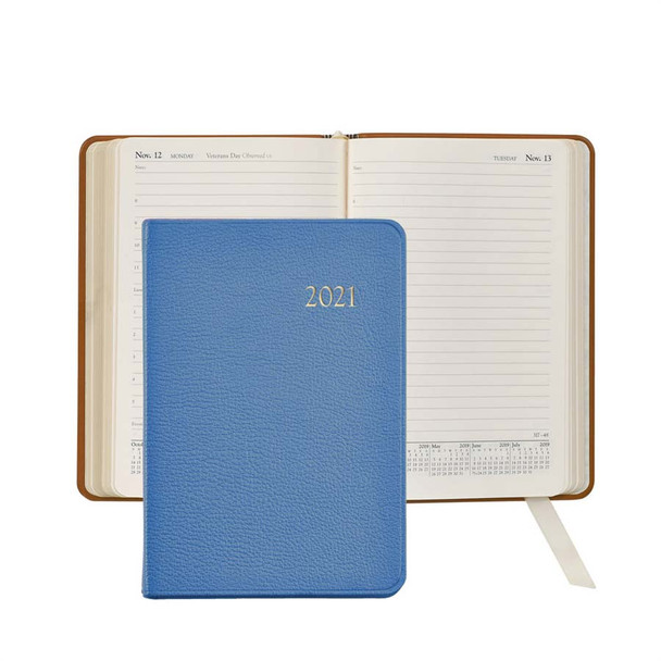 Leather Day Planner 2021 - Hydrangea Goatskin Leather - from Blue Sky Papers