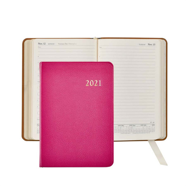 Leather Day Planner 2021 - Pink Goatskin Leather - from Blue Sky Papers