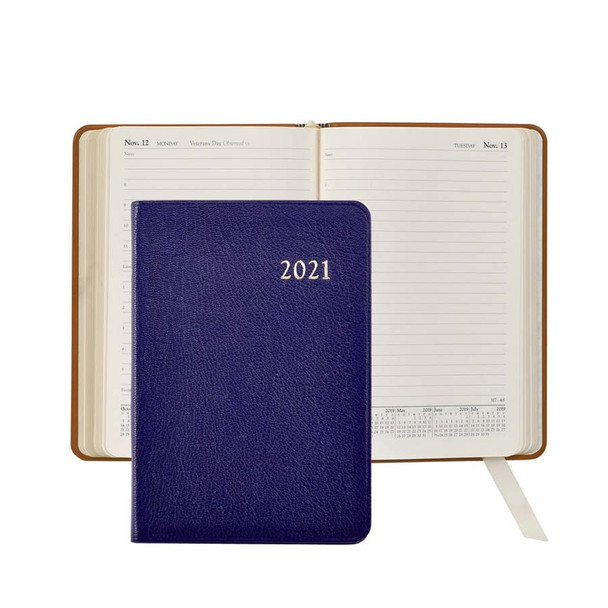 Leather Day Planner 2021 - Indigo Goatskin Leather - from Blue Sky Papers