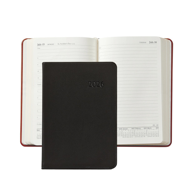 Leather Day Planner 2026 - Black Traditional Leather - Blue Sky Papers
