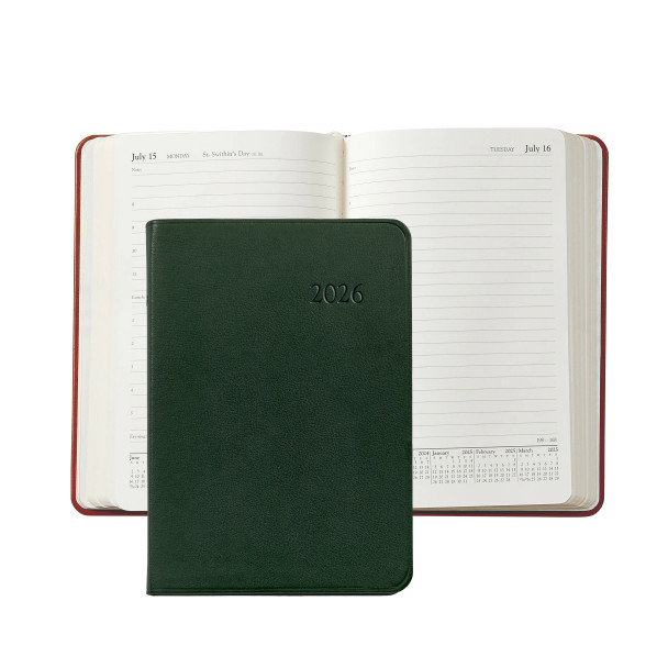 Leather Day Planner 2026 - Green Traditional Leather - Blue Sky Papers