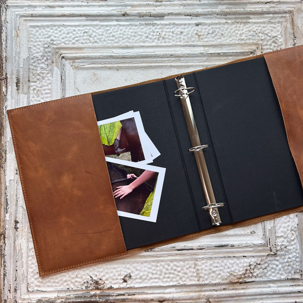 Leather Recipe Binder - Pockets on sides - Blue Sky Papers
