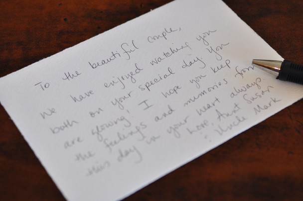 Well Wishes Memory Book - Example card completed.  Self-adhesive liner on back.  Remove liner and apply to pages - its easy!