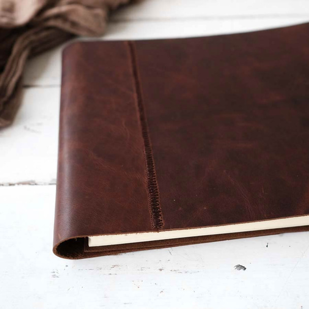 Rugged Leathercraft Book- Hand-stitch detail on back side - by Blue Sky Papers