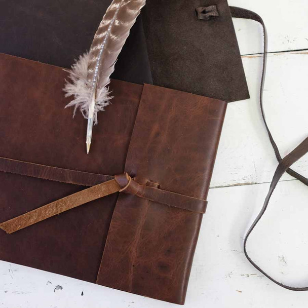 Leather Rustic Guest Book - Rustic Leather and Almost Black -by  Blue Sky Papers