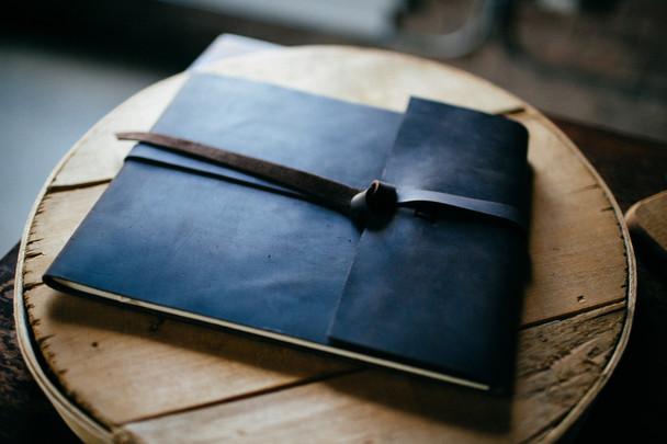 Leather Rustic Guest Book - Flap & Wrap - by Blue Sky Papers