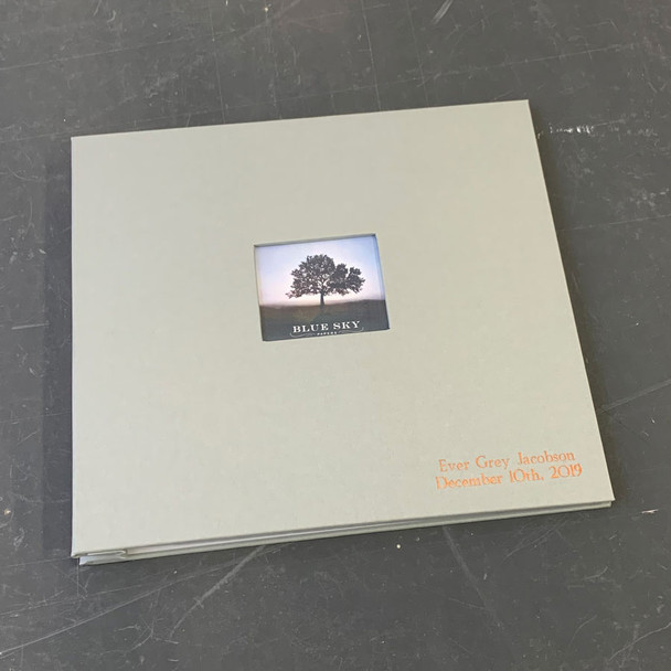 Post-Bound Scrapbook with Clear Sleeves - Sage Linen with Copper Personalization - by Blue Sky Papers