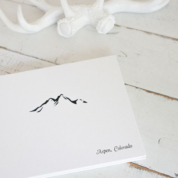Cabin Guest Book - White leather with Black embossing - by Blue Sky Papers