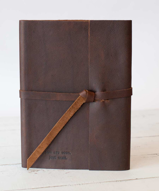Leather Rustic Sketchbook in rustic brown leather - blind embossed- by Blue Sky Papers