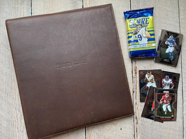 Leather Sports Card Binder - Rustic Leather - Blue Sky Papers