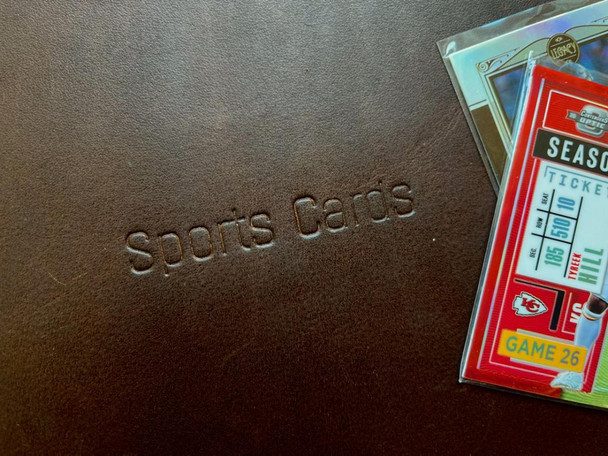 Leather Sports Card Binder - Sports Cards hot stamped in leather - Blue Sky Papers