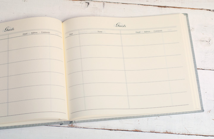 Lined Section Guest Book pages email address comments - Blue Sky Papers