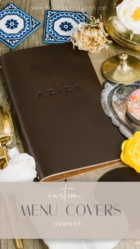 custom-menu-covers_aziza-atlanta_blue-sky-papers