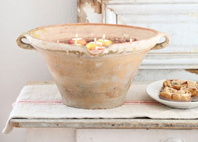 Harvest Party Ideas - Floating Apple Tea Lights via Dreamy Whites