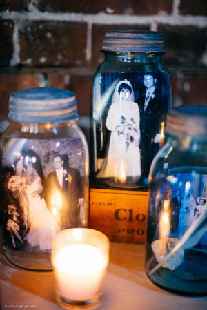 Family Wedding Portraits in Mason Jars | photo by Tiffani Jones