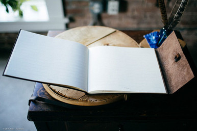 Leather Guest Book with Lined Pages | photo by Tiffani Jones