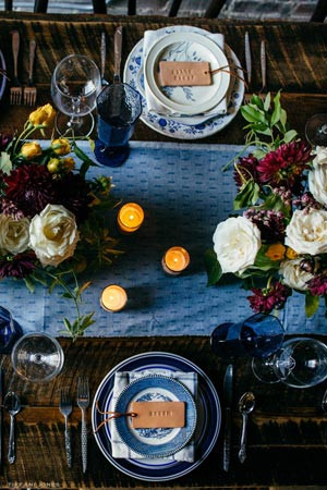 Industrial Leather Place Cards for a Boho Wedding Reception | | photo by Tiffani Jones