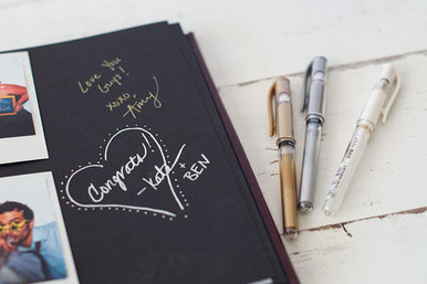 Make sure guests have plenty of room to write in your guest book if your guest book has photographs