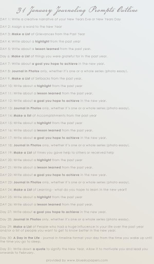 31 January Journal Prompts Outline