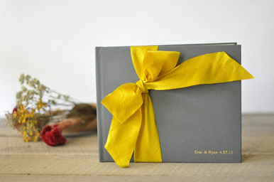 Yellow & Gray Wedding - Silk Dupioni Bow Custom Book