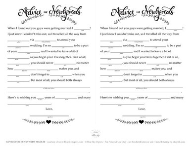 Free Wedding Mad Libs Printable by Blue Sky Papers