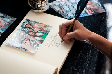 Have guests leave messages next to their photos 