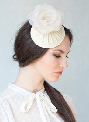 Bridal Millinery Hat with Silk Flower by BeChicAccessories