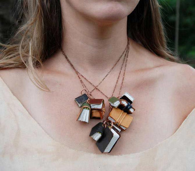 Peg and Awl Antique Book Necklace