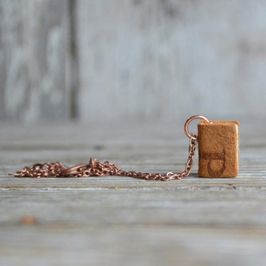 Peg and Awl vintage leather postcard necklace