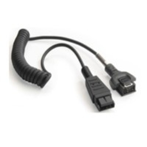 WT4X Headset Adapter Cable Coiled Version. Requires HS2100 Quick Disconnect Cable, CBL-HS2100-QDC1-01, to attach to a HS2100 (25-114186-04R)