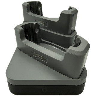 Charge-Only ShareCradle to charge up to two TC701 devices. Sold Separately: USB-C Cable (CBL-EC5X-USBC3A-01), Country-specific 45W power supply adapter.