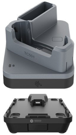 Ethernet / USB Communication ShareCradle to charge one TC701 device and one spare battery. Sold Separately: USB-C Cable (CBL-EC5X-USBC3A-01), Country-specific 45W power supply adapter.