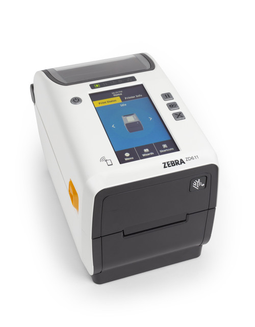 ZD611t-HC Thermal Transfer Printer (74M) ZD611, Healthcare, Color Touch LCD; 300 dpi, USB, USB Host, Ethernet, 802.11ac, BT4, All Countries Except USA, Canada and Japan, EU and UK Cords, Swiss Font, EZPL