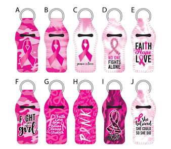 Novelty Closeout Breast Cancer Lip Balm Holder Keychain