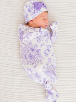 RuffleButts Knotted Sleep Gown & Hat Set